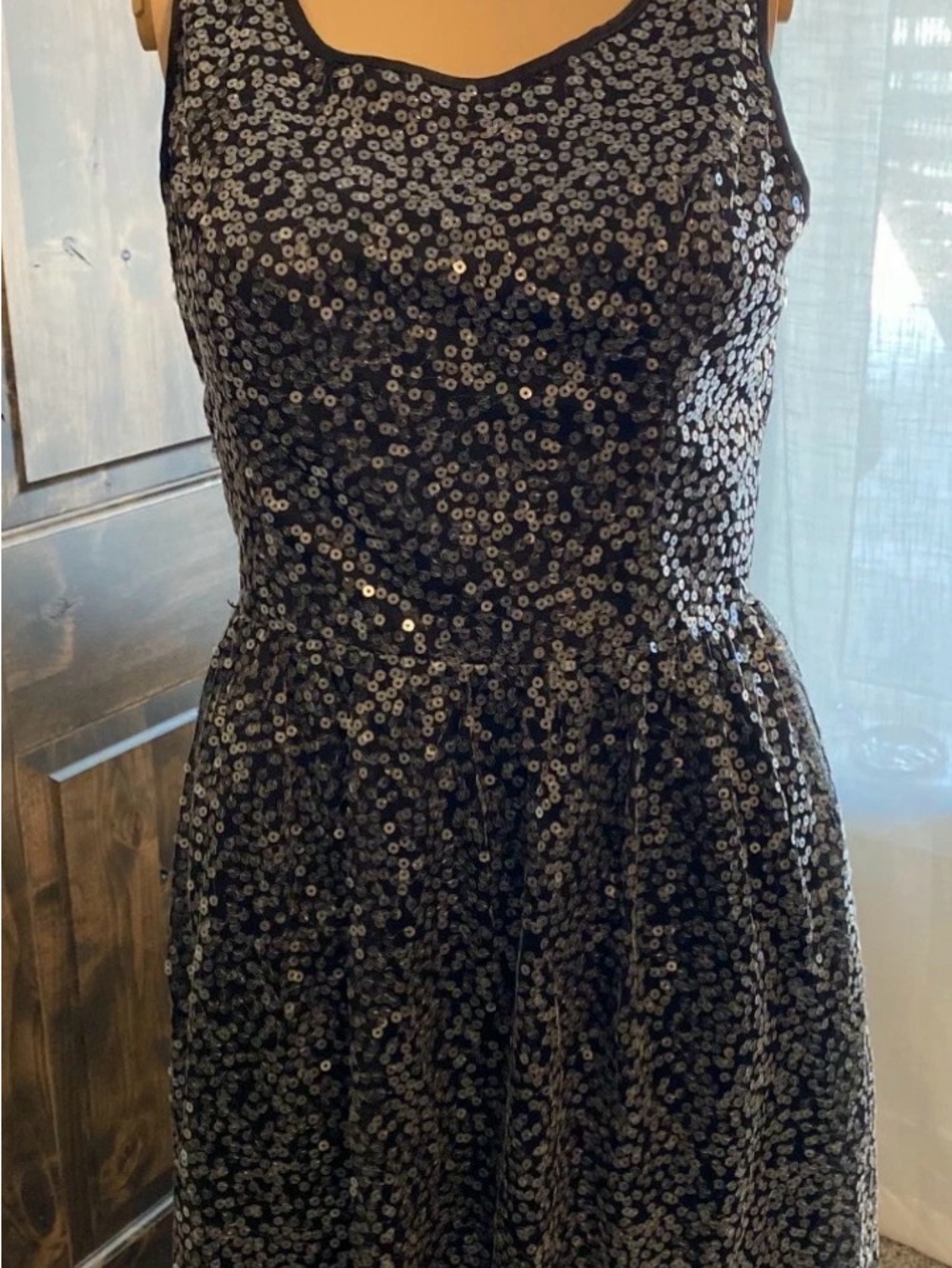Mac + Jac Black Gray Sequin Sleeveless Fit-and-Flare Size Small Dress